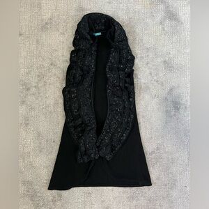 Alice + Olivia Black Ruffled Sleeveless Cardigan